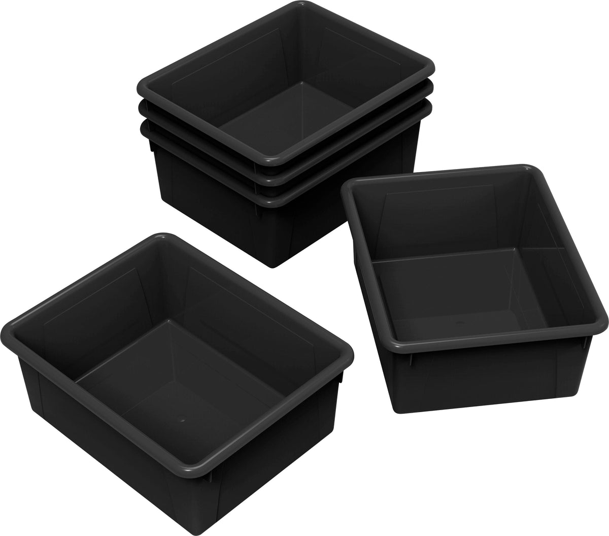 SCHOOL SMART DEEP STORAGE BIN - 10-3/4 X 13-3/8 X 5-1/4  - BLACK - PACK OF 5