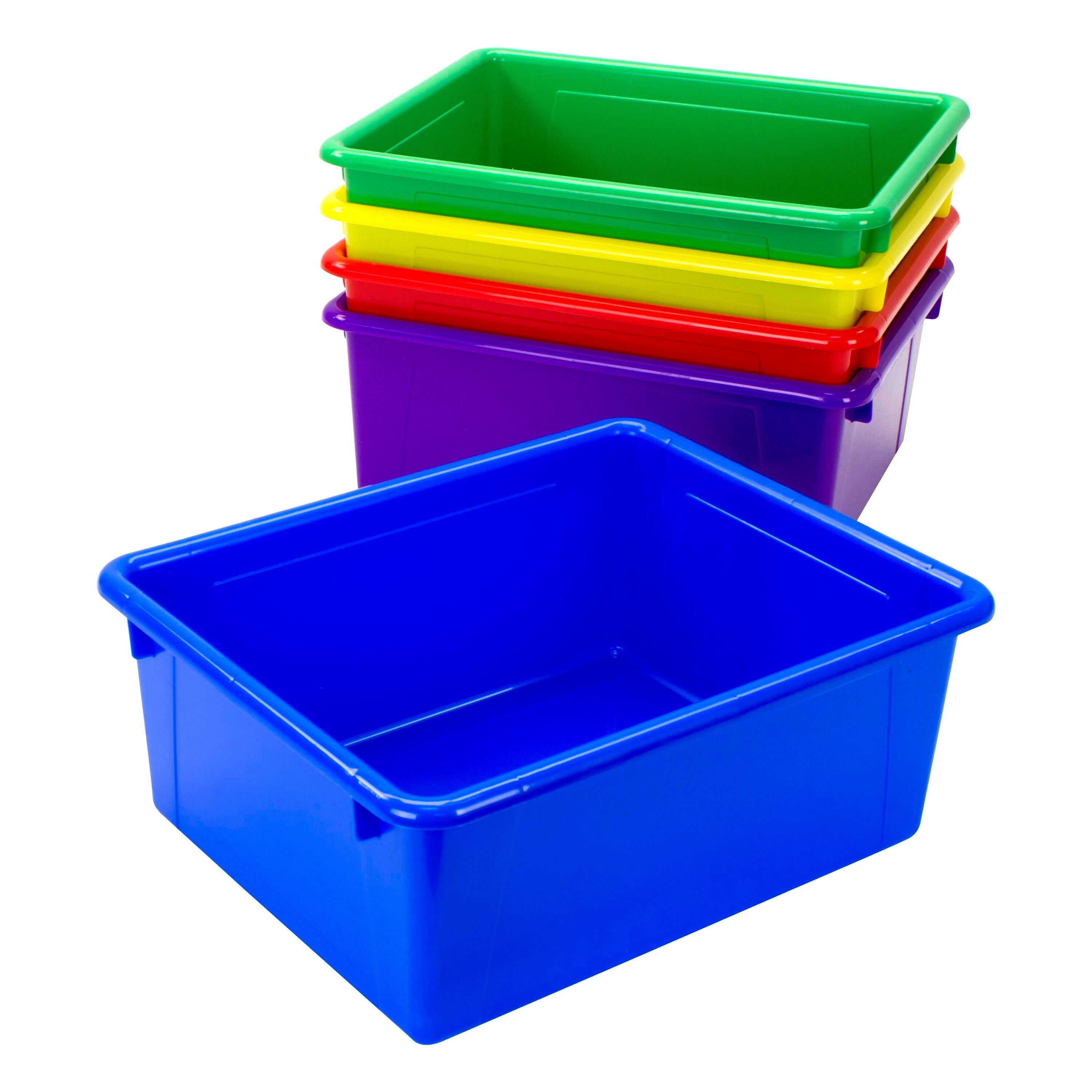 SCHOOL SMART DEEP STORAGE BIN - 10-3/4 X 13-3/8 X 5-1/4  - ASSORTED - PACK OF 5