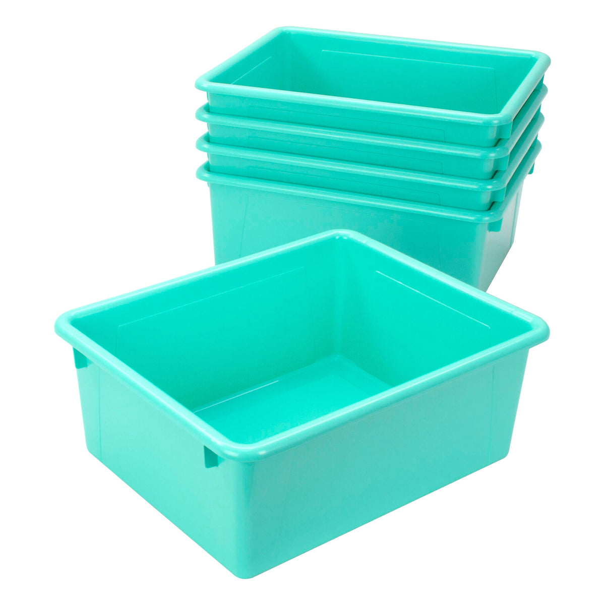 SCHOOL SMART DEEP STORAGE BIN - 10-3/4 X 13-3/8 X 5-1/4  - TEAL - PACK OF 5