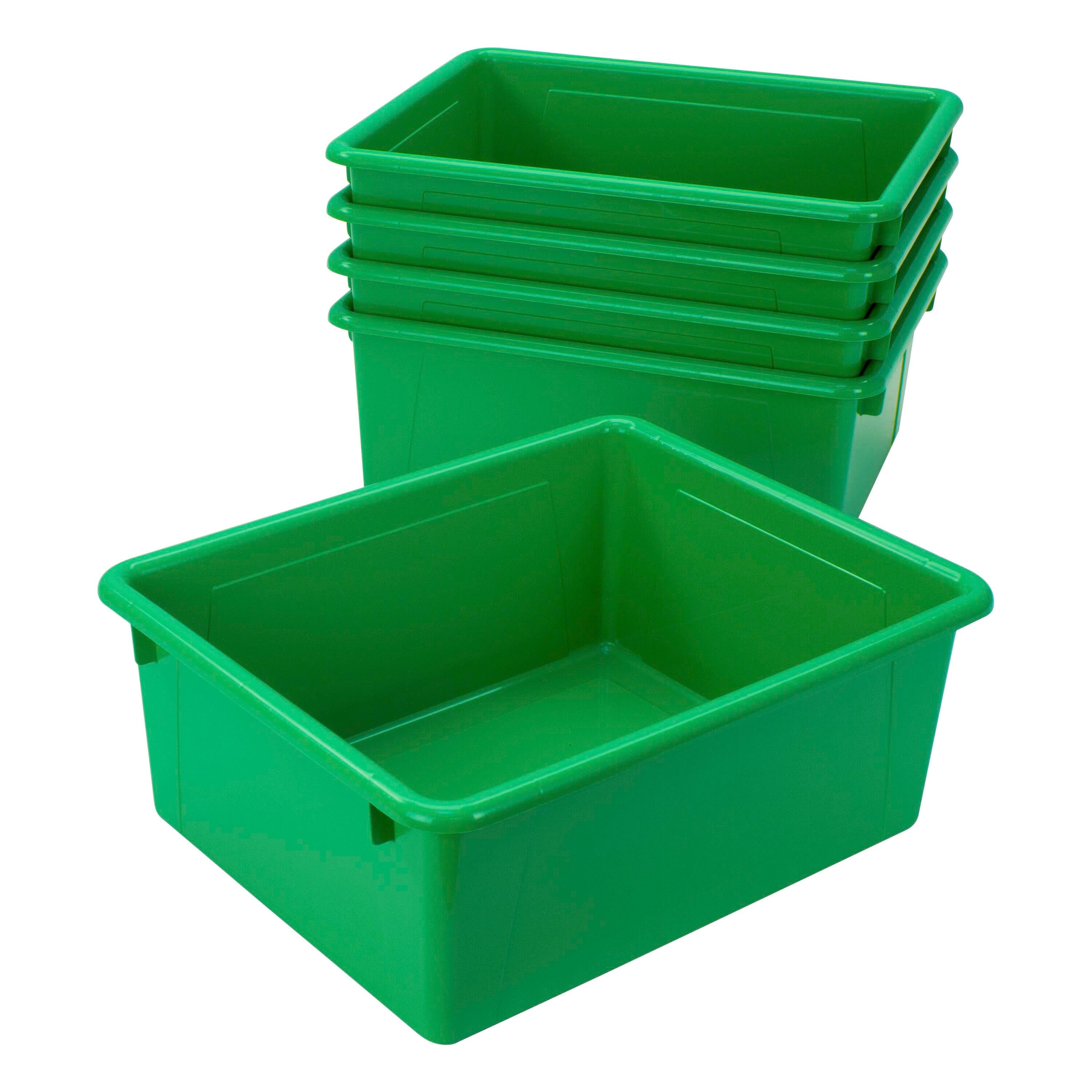 SCHOOL SMART DEEP STORAGE BIN - 10-3/4 X 13-3/8 X 5-1/4  - GREEN - PACK OF 5