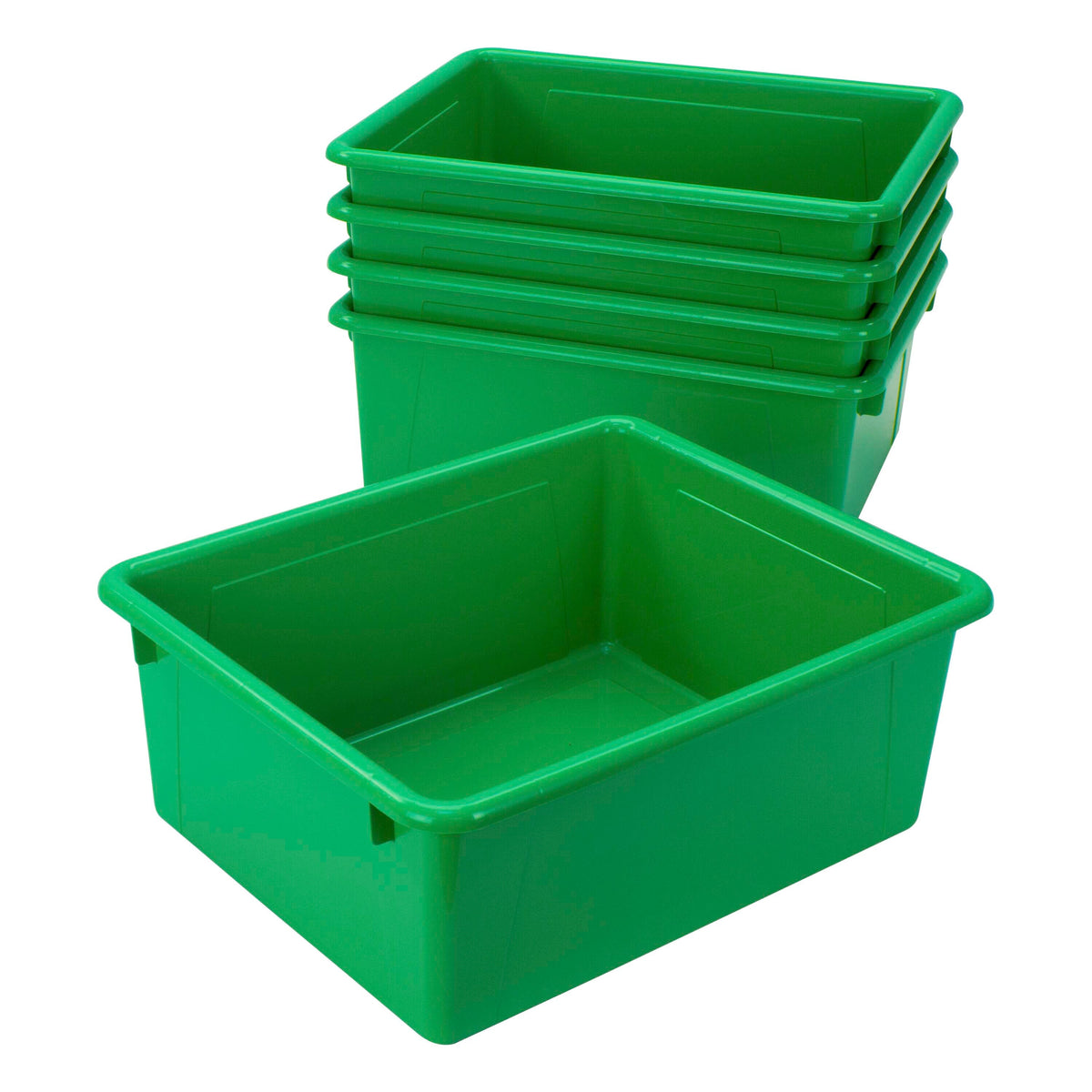 SCHOOL SMART DEEP STORAGE BIN - 10-3/4 X 13-3/8 X 5-1/4  - GREEN - PACK OF 5
