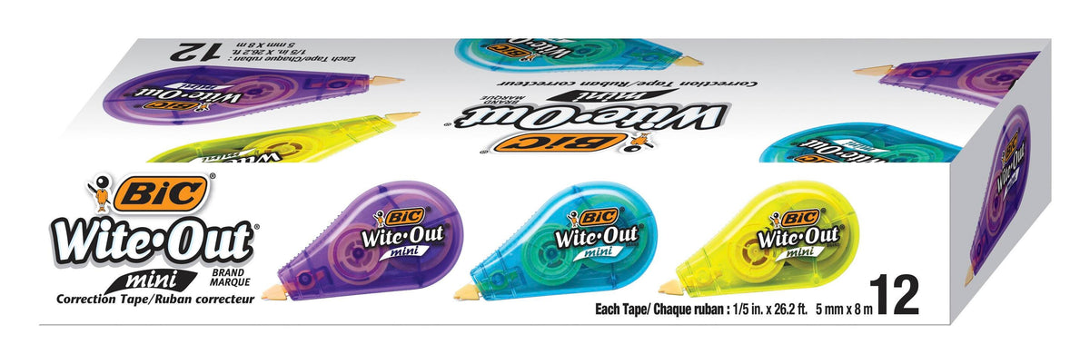 CORRECTION TAPE WITE-OUT MINI WHITE PACK OF 12