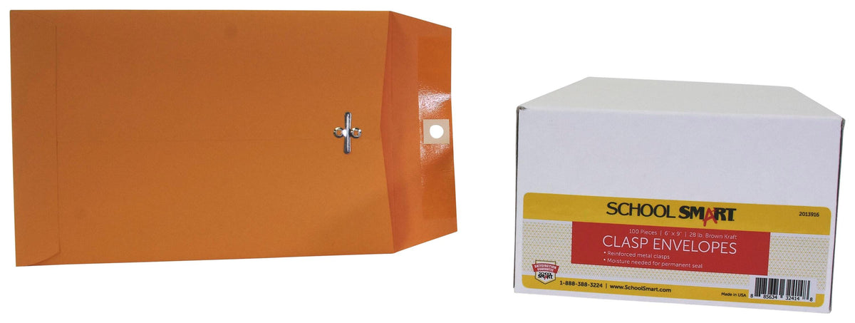 ENVELOPE CLASP KRAFT 6X9 BOX OF 100 SCHOOL SMART