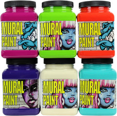 PAINT MURAL CHROMA ASSORTED BRIGHT COLORS PINT SET OF 6
