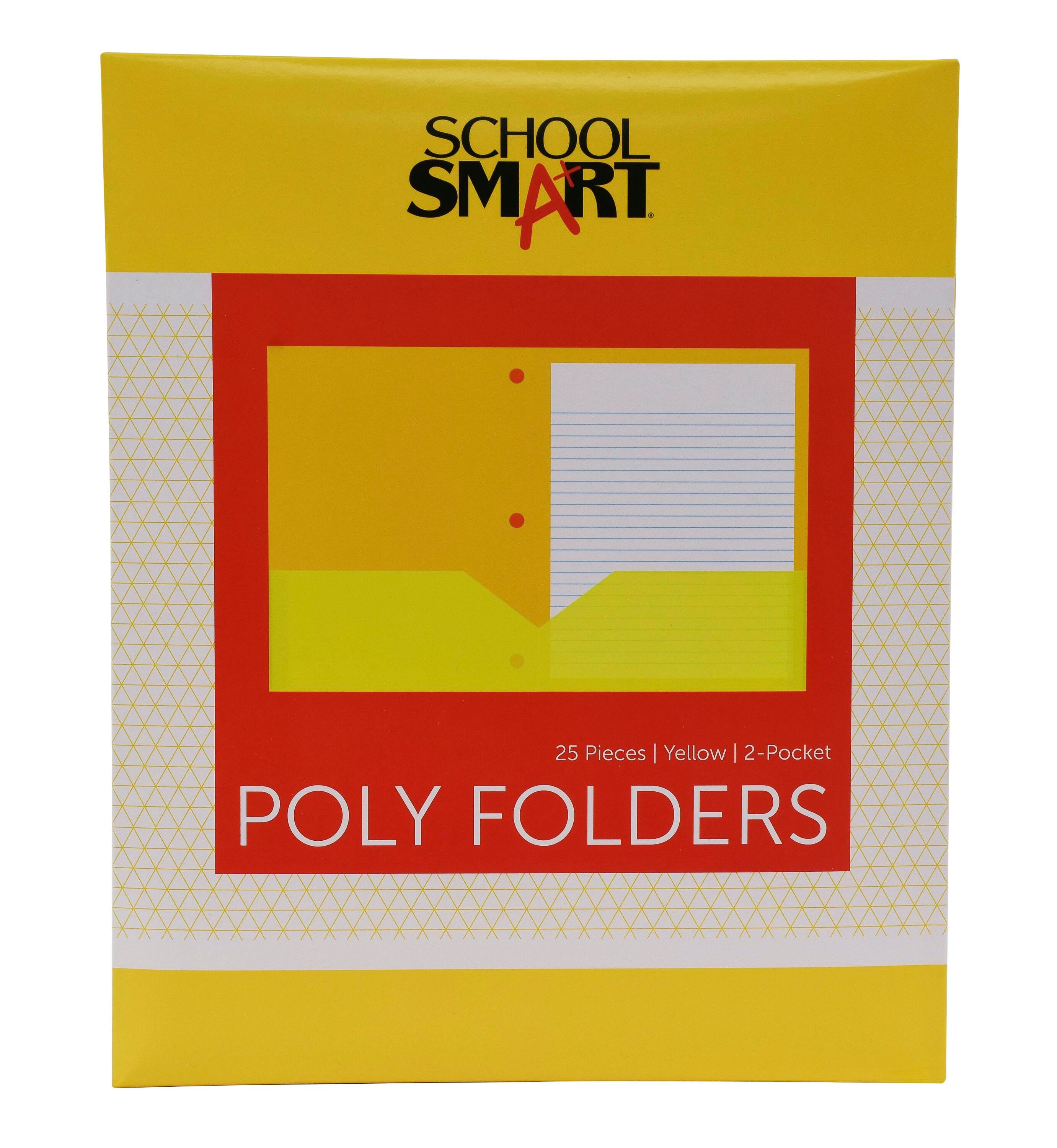 FOLDER 2-POCKET POLY 3HP YELLOW PACK OF 25 SCHOOL SMART