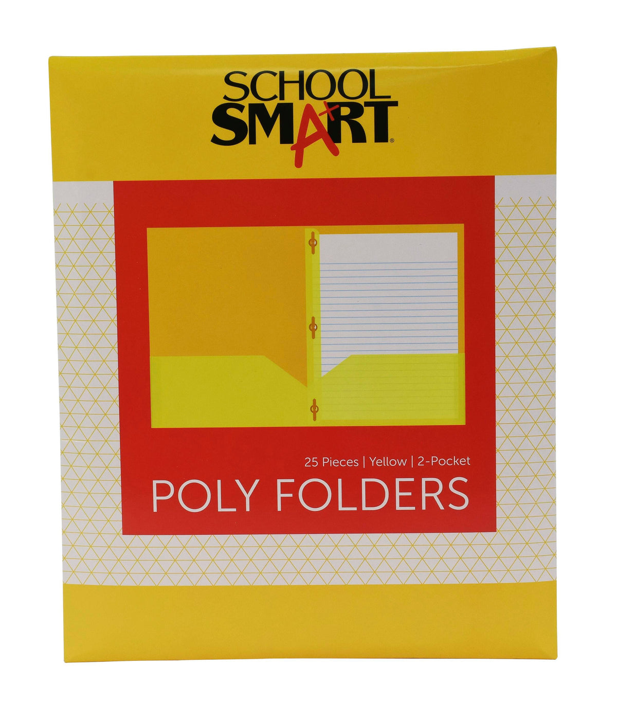 FOLDER 2-POCKET POLY W/FASTENERS YELLOW PACK OF 25 SCHOOL SMART