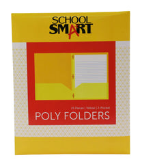 FOLDER 2-POCKET POLY W/FASTENERS YELLOW PACK OF 25 SCHOOL SMART