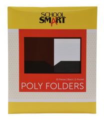 FOLDER 2-POCKET POLY BLACK PACK OF 25 SCHOOL SMART