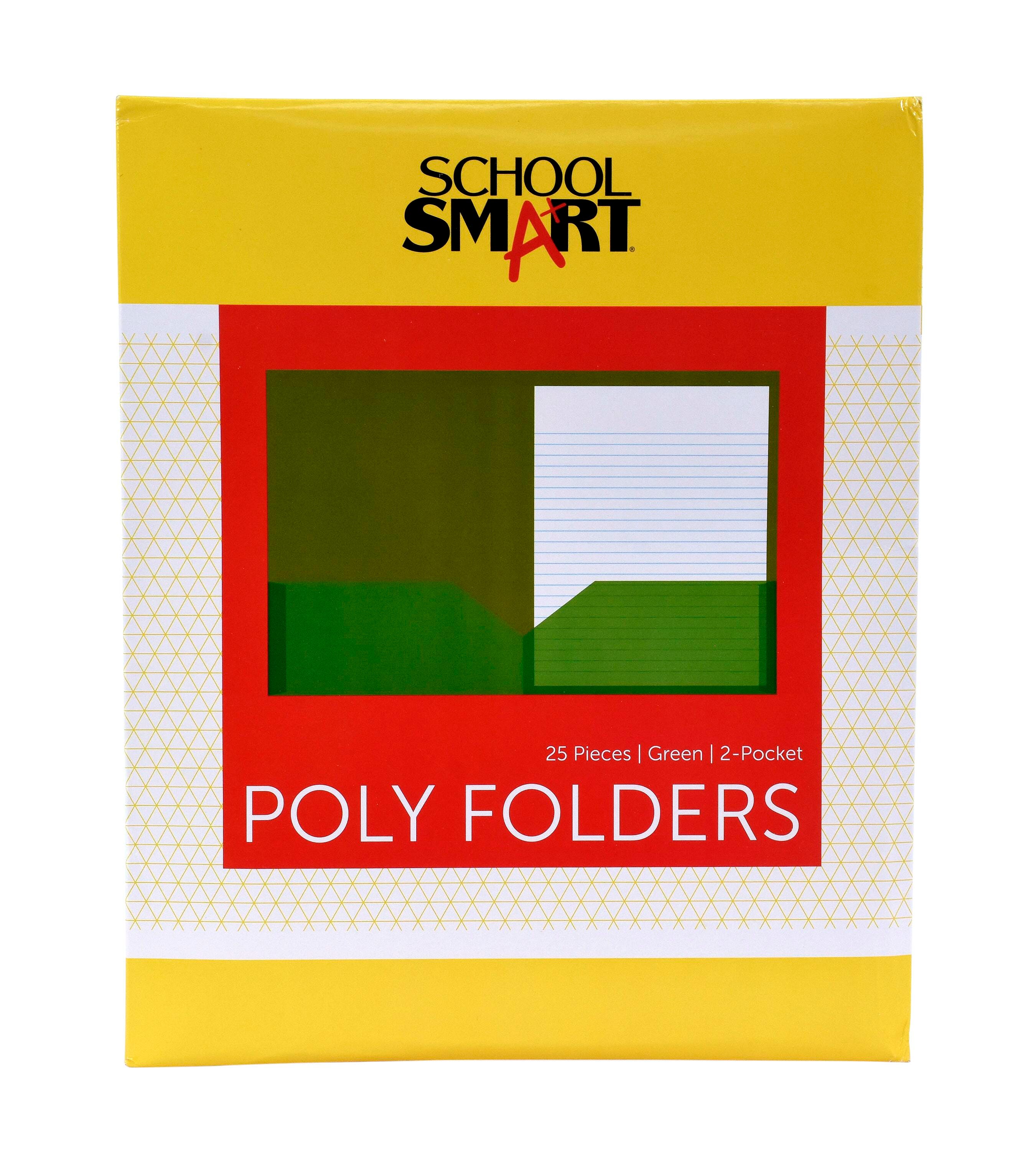 FOLDER 2-POCKET POLY GREEN PACK OF 25 SCHOOL SMART