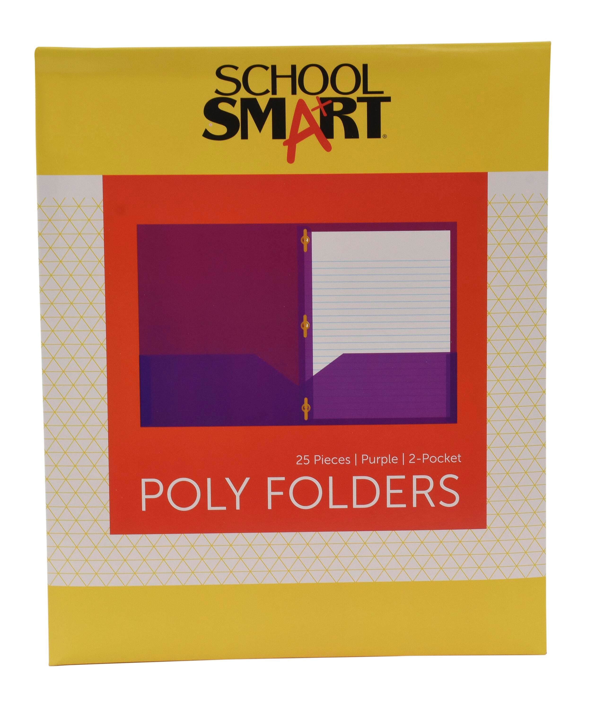FOLDER 2-POCKET POLY W/FASTENERS PURPLE PACK OF 25 SCHOOL SMART