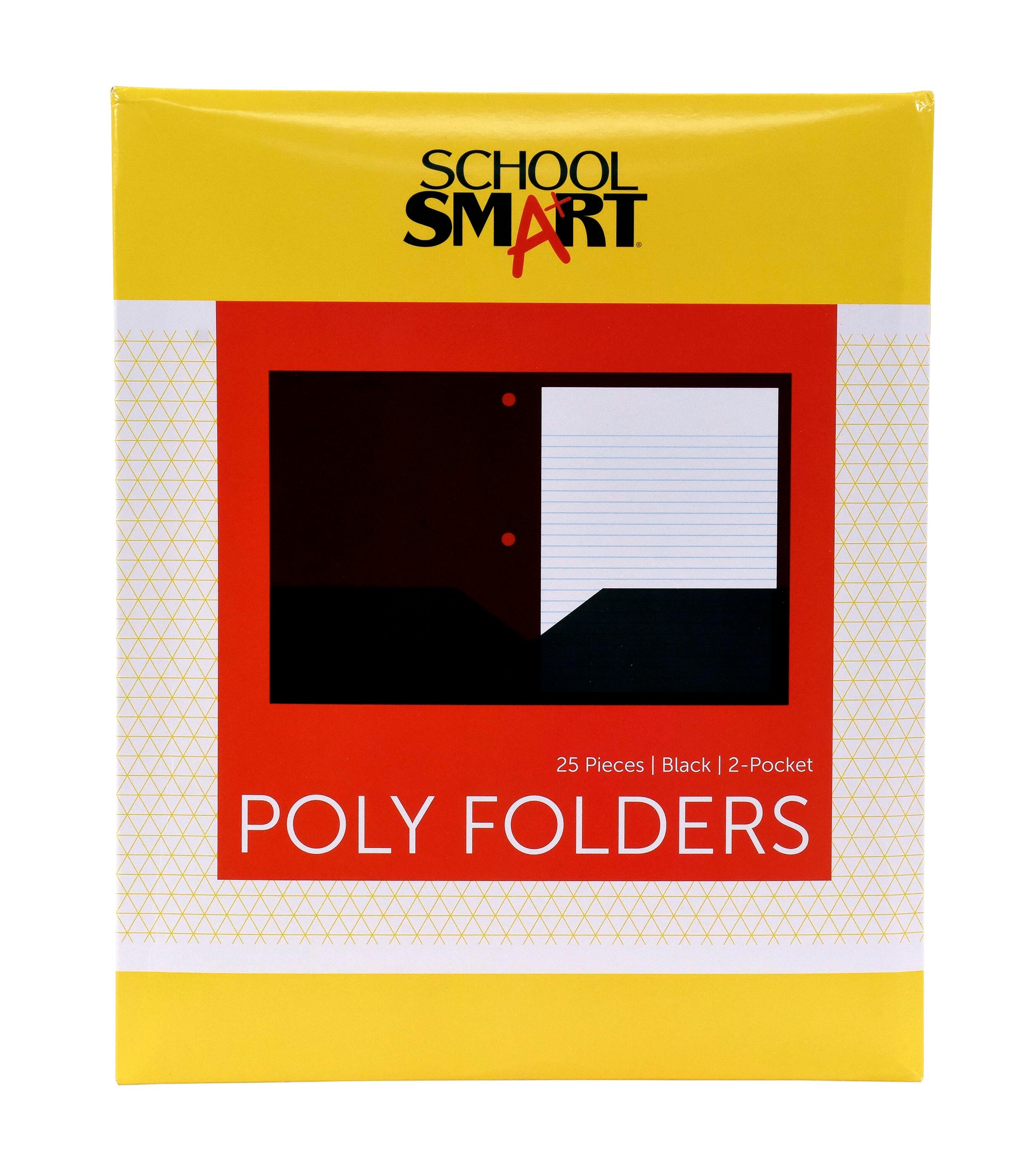 FOLDER 2-POCKET POLY 3HP BLACK PACK OF 25 SCHOOL SMART