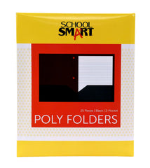 FOLDER 2-POCKET POLY 3HP BLACK PACK OF 25 SCHOOL SMART