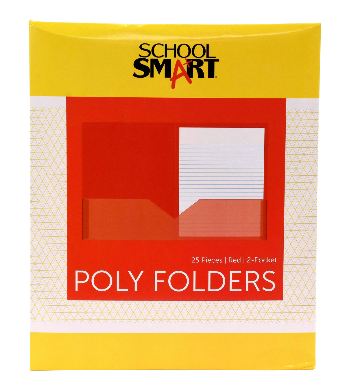 FOLDER 2-POCKET POLY RED PACK OF 25 SCHOOL SMART