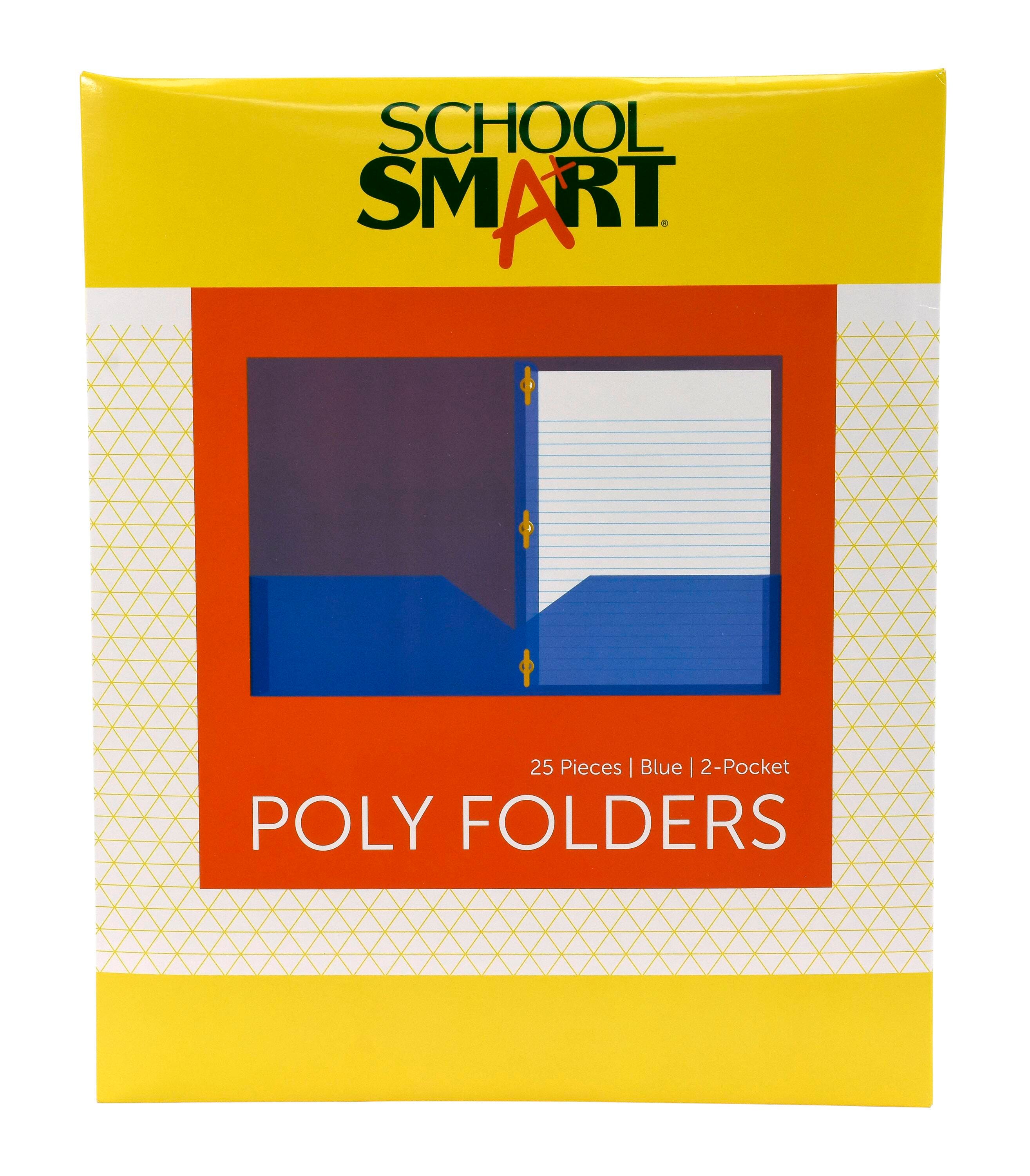 FOLDER 2-POCKET POLY W/FASTENERS BLUE PACK OF 25 SCHOOL SMART