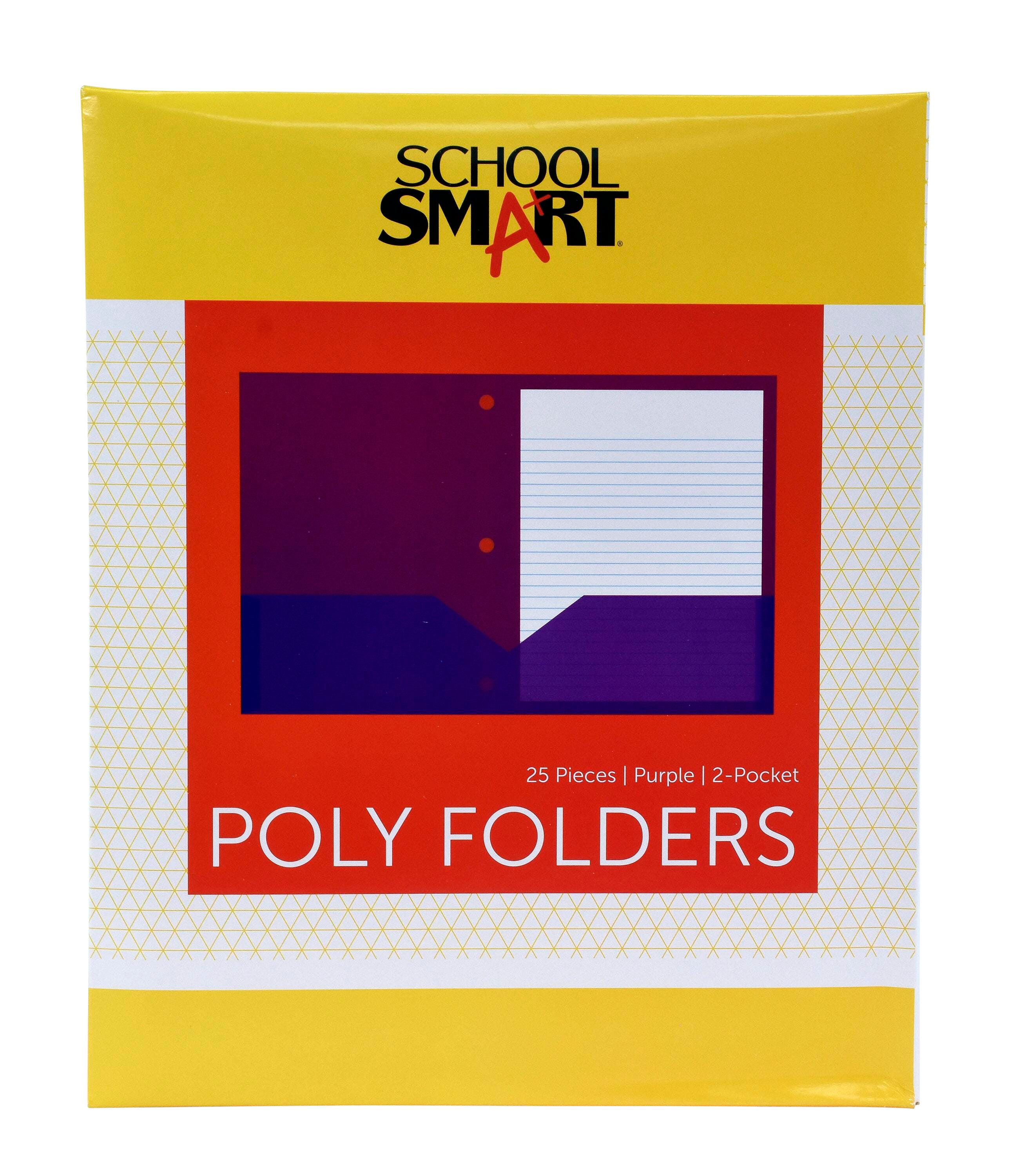 FOLDER 2-POCKET POLY 3HP PURPLE PACK OF 25 SCHOOL SMART