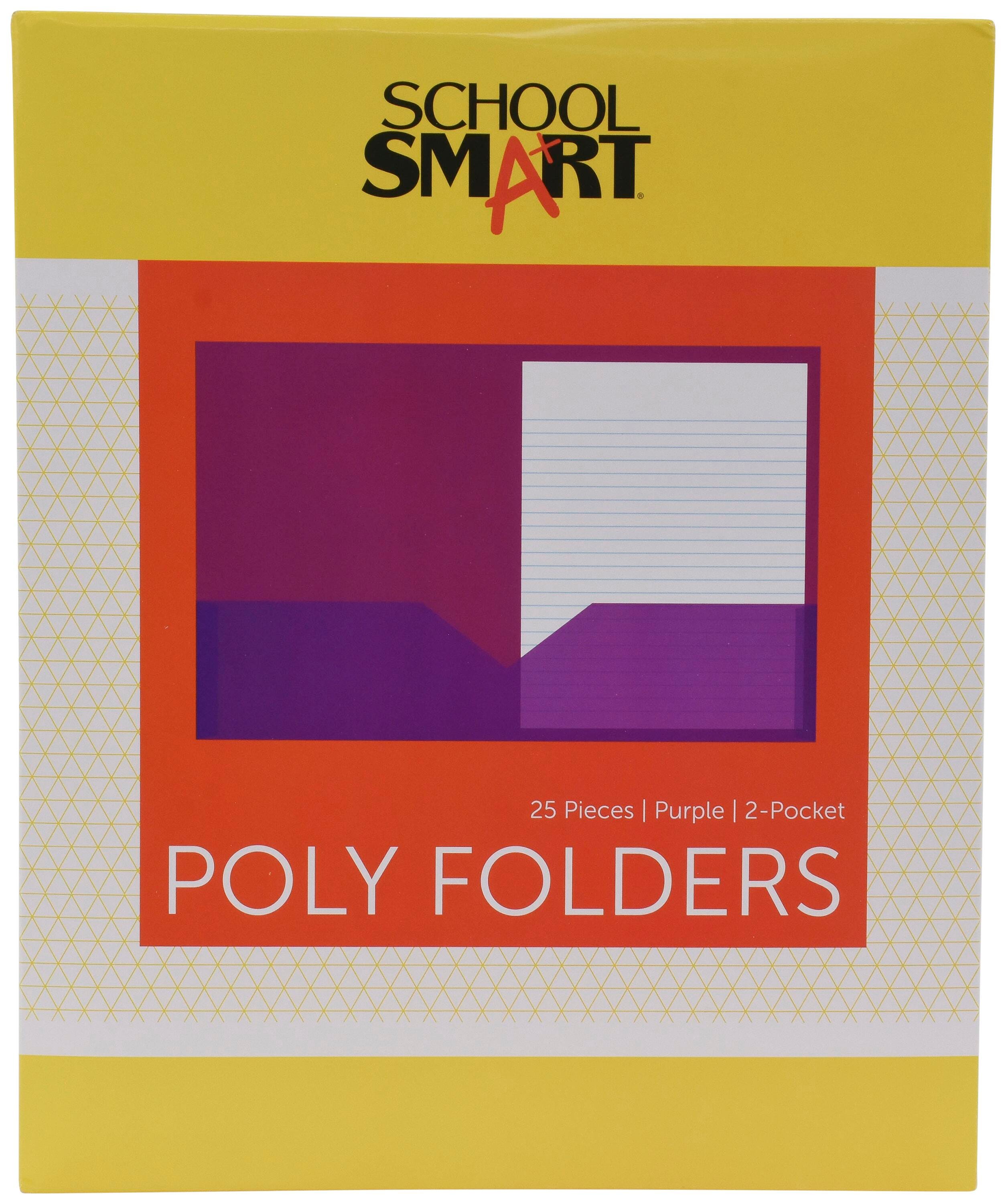 FOLDER 2-POCKET POLY PURPLE PACK OF 25 SCHOOL SMART