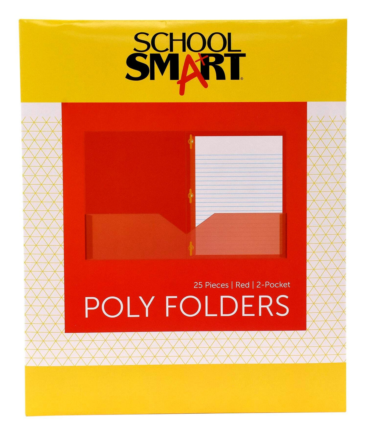 FOLDER 2-POCKET POLY W/FASTENERS RED PACK OF 25 SCHOOL SMART