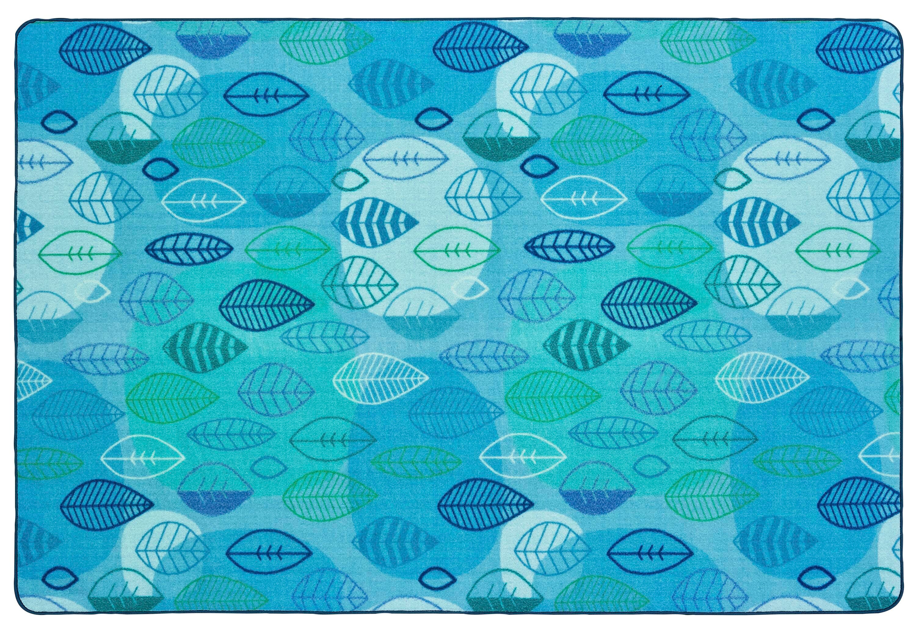 CARPETS FOR KIDS - PIXEL PERFECT PEACEFUL SPACES LEAF - 6 FT X 9 FT RECTANGLE - LIGHT BLUE