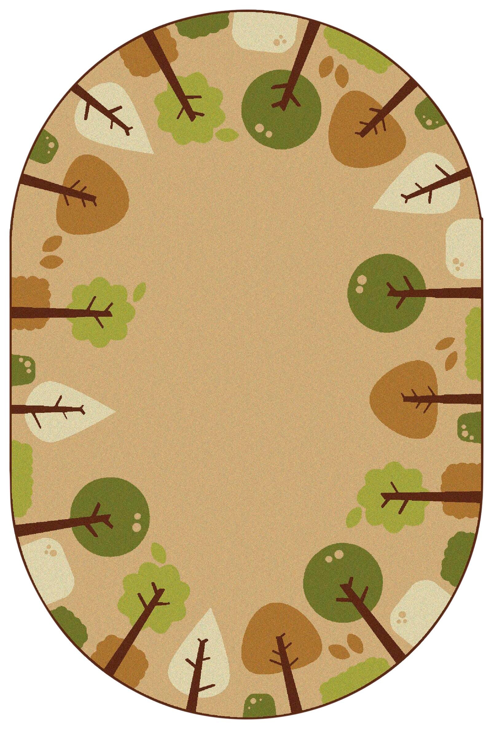 CARPETS FOR KIDS KIDSOFT TRANQUIL TREES - 4 FT X 6 FT OVAL - TAN