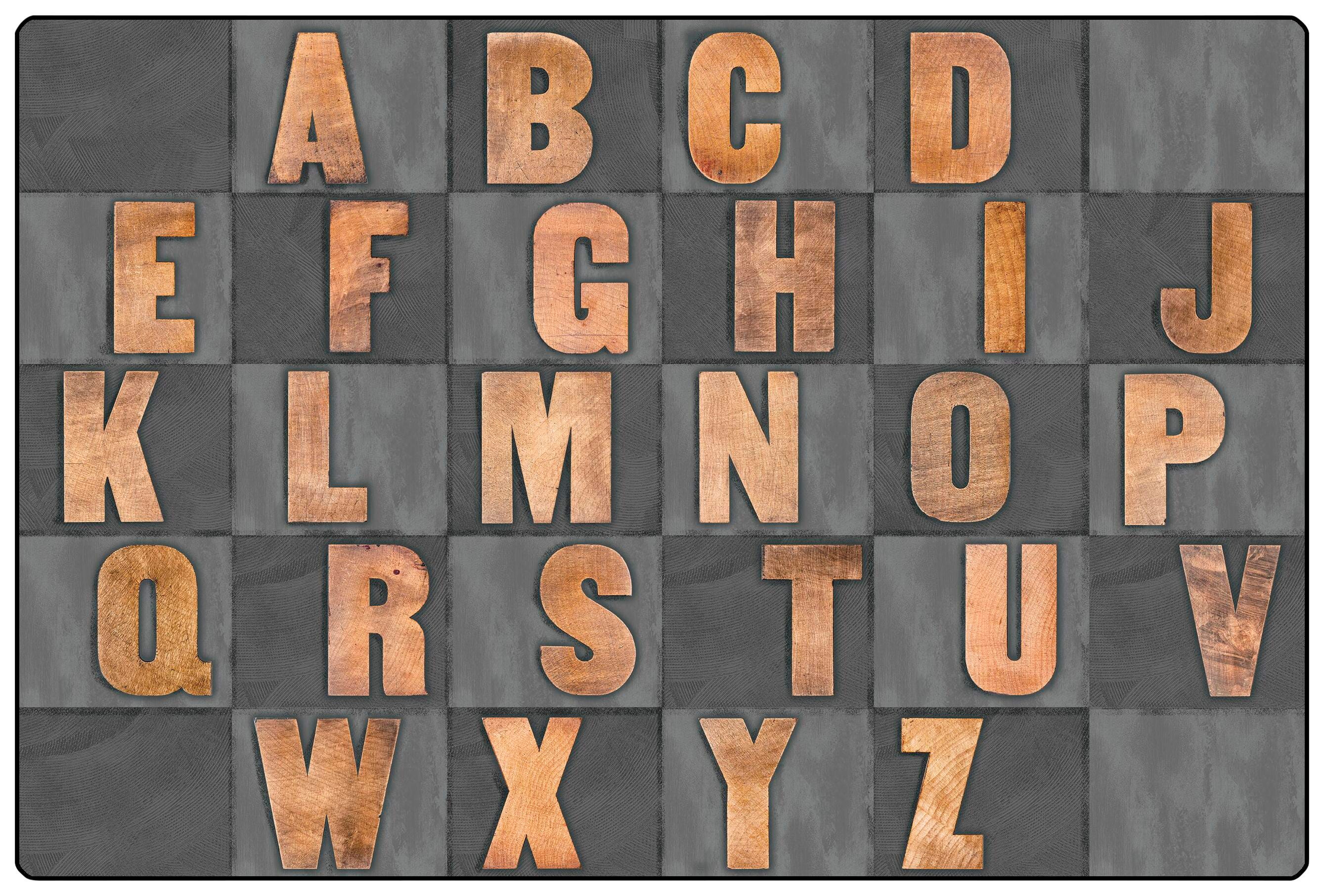 CARPETS FOR KIDS - PIXEL PERFECT RUSTIC WOOD LITERACY SEATING - 6 FT X 9 FT RECTANGLE - GRAY