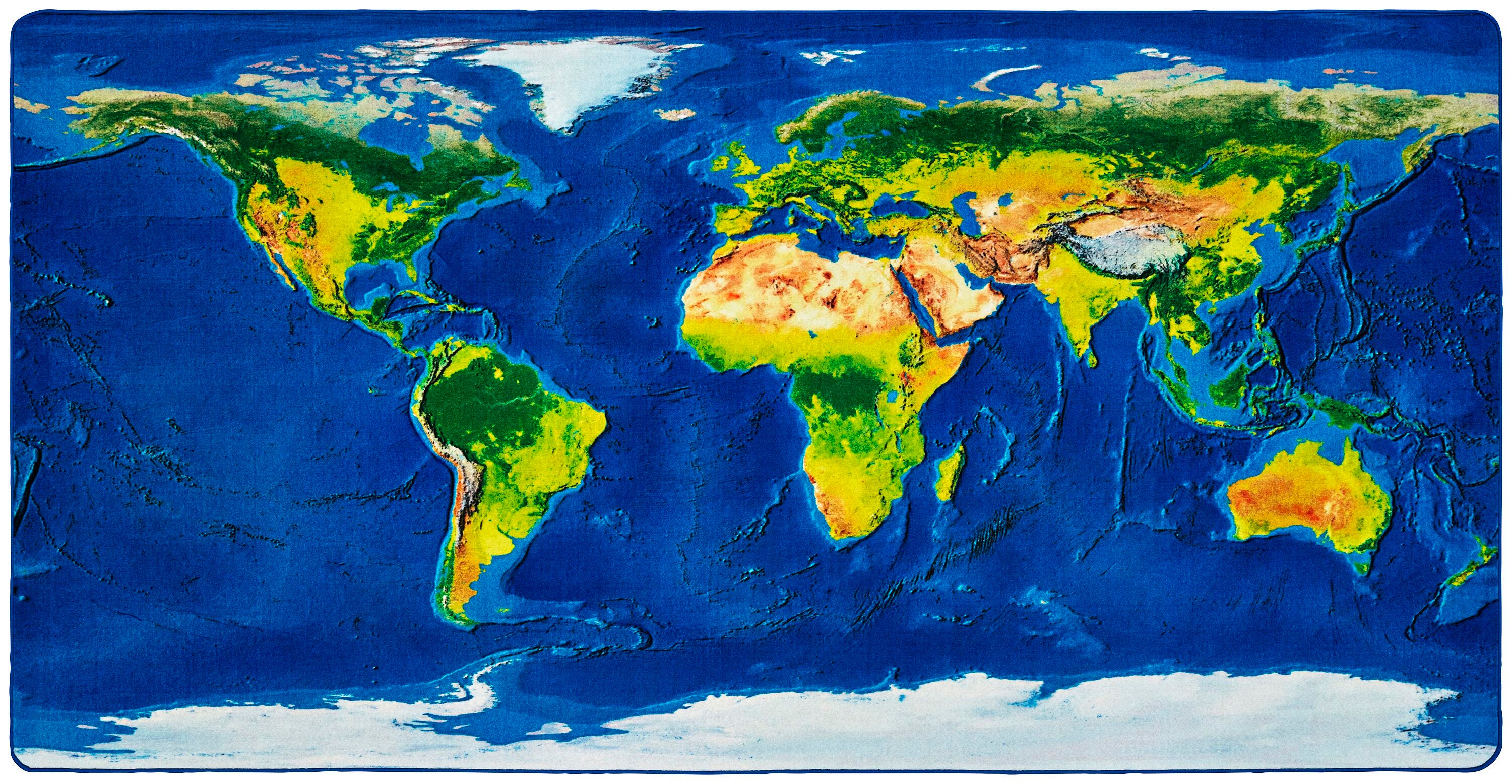 CARPETS FOR KIDS - PIXEL PERFECT LEARN OUR EARTH MAP - 6 FT X 12 FT RECTANGLE