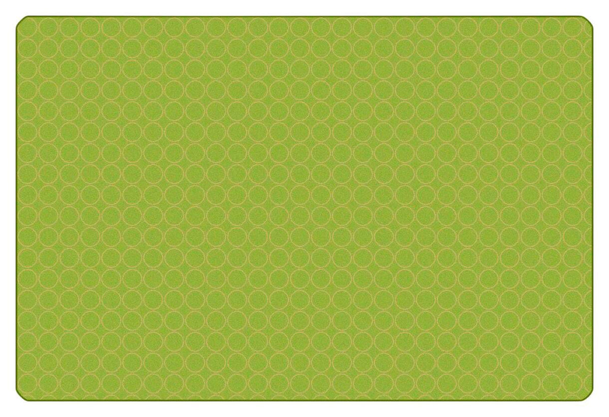 CARPETS FOR KIDS - KIDSOFT COMFORTING CIRCLES - 6 FT X 9 FT RECTANGLE - GREEN/TAN COLOR