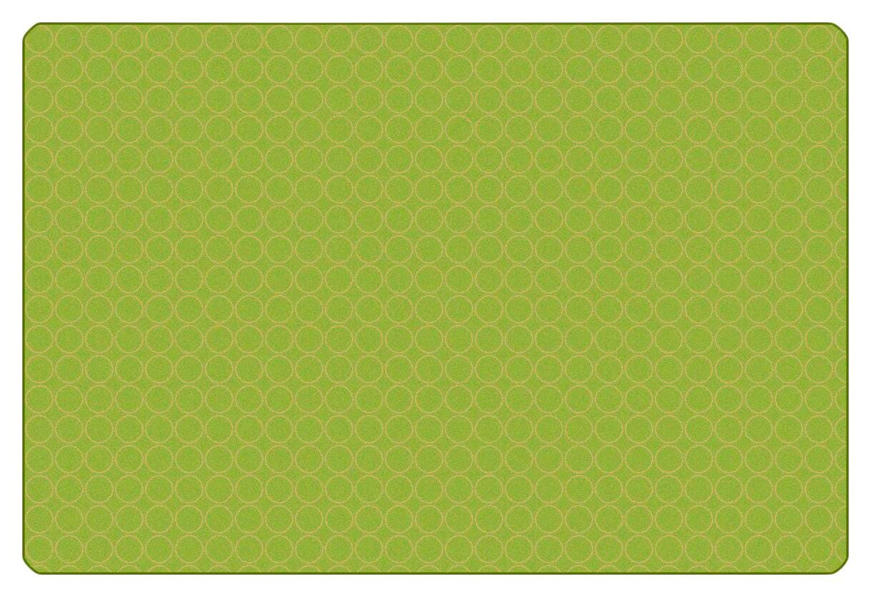 CARPETS FOR KIDS - KIDSOFT COMFORTING CIRCLES - 3 FT X 4 FT RECTANGLE - GREEN/TAN COLOR