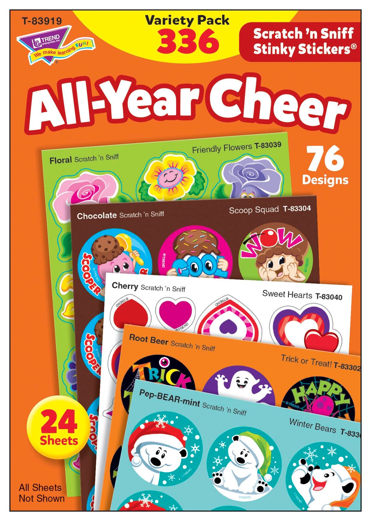 STICKERS-ALL YEAR CHEER SCRATCH N SNIFF VARIETY PACK OF 336