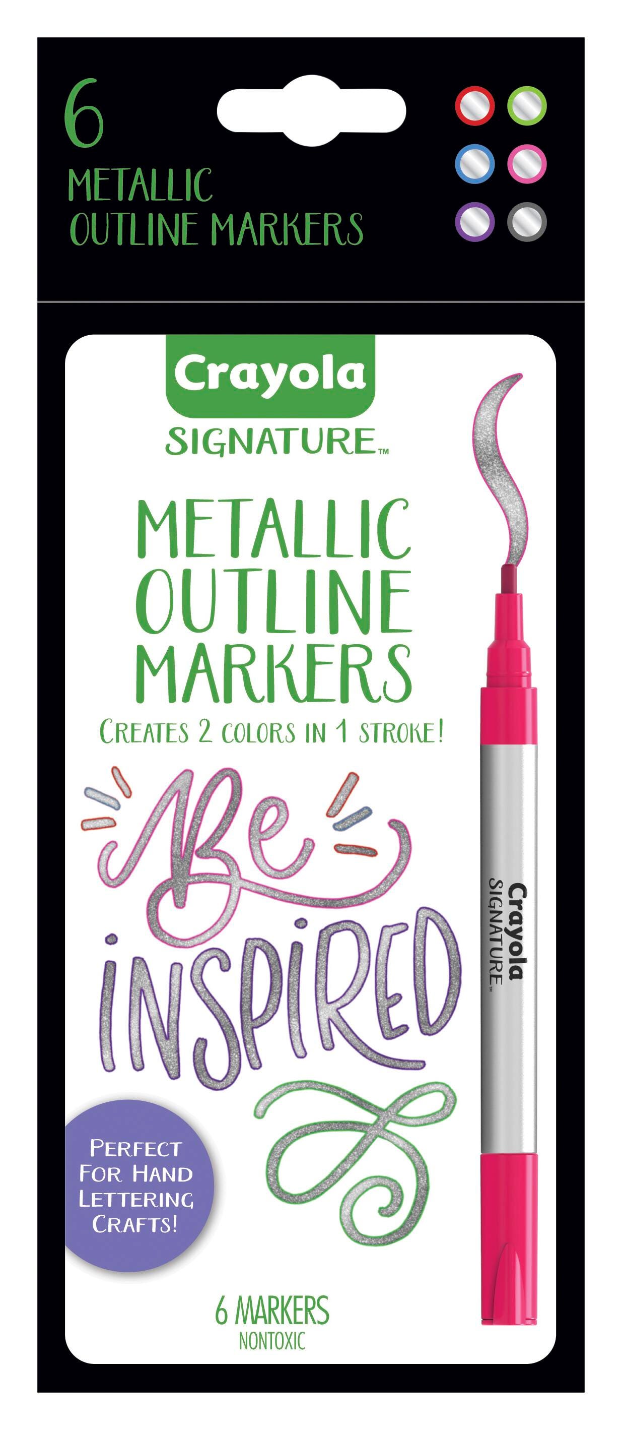 MARKERS CRAYOLA SIGNATURE METALLIC OUTLINE SET OF 6