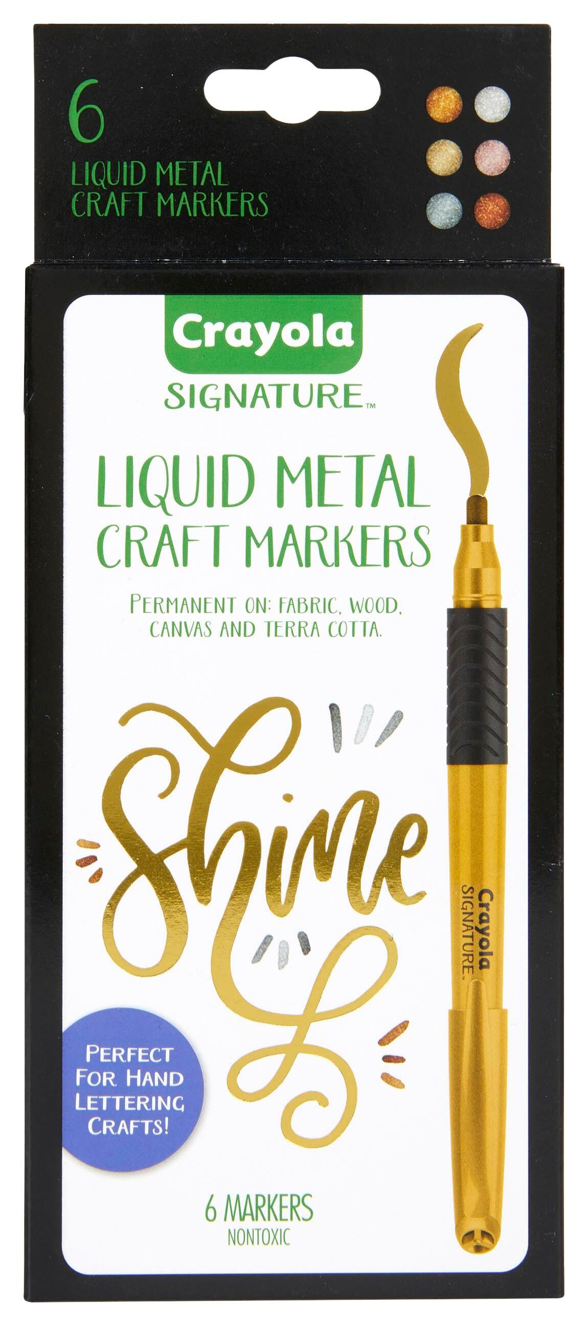 MARKERS CRAYOLA SIGNATURE LIQUID METAL ASST COLORS SET OF 6