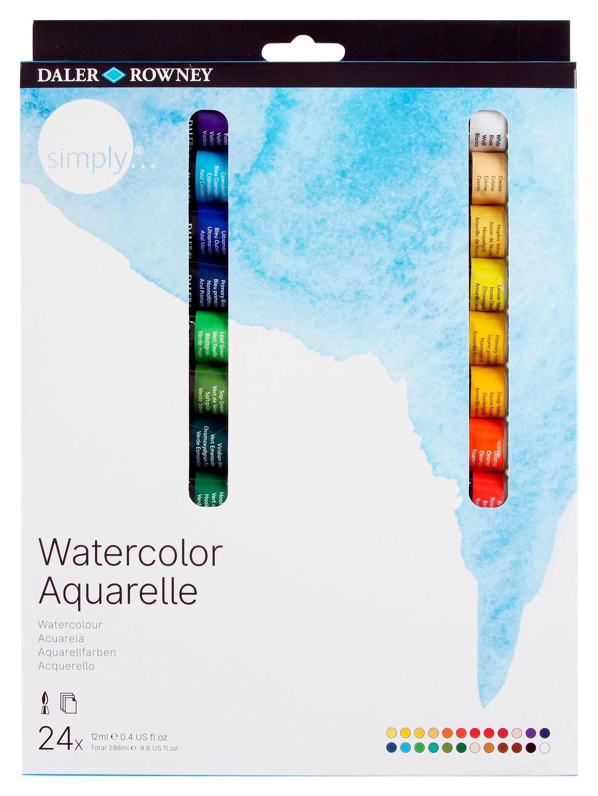PAINT WATERCOLOR SIMPLY 0.4 OZ SET OF 24