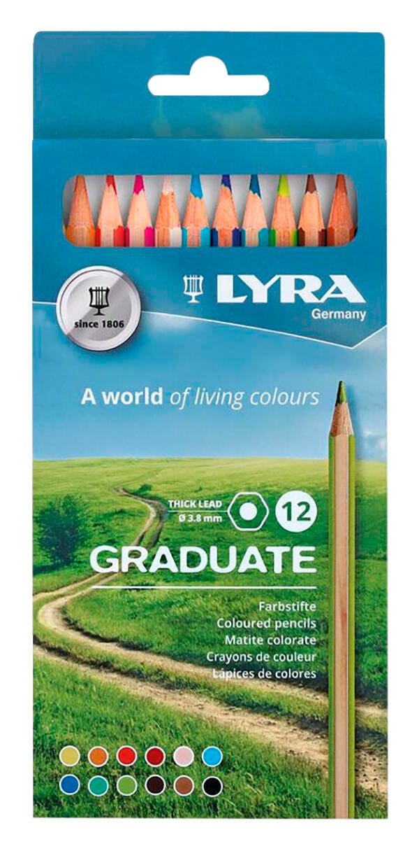 PENCILS COLORED LYRA GRADUATE ASST COLORS SET OF 12