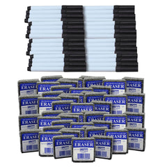 DRY ERASE MARKER AND ERASER COMBO PACK 96 PC BLACK MARKER SET