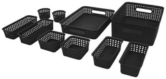 BASKET WEAVE BINS 10-PACK BLACK SET