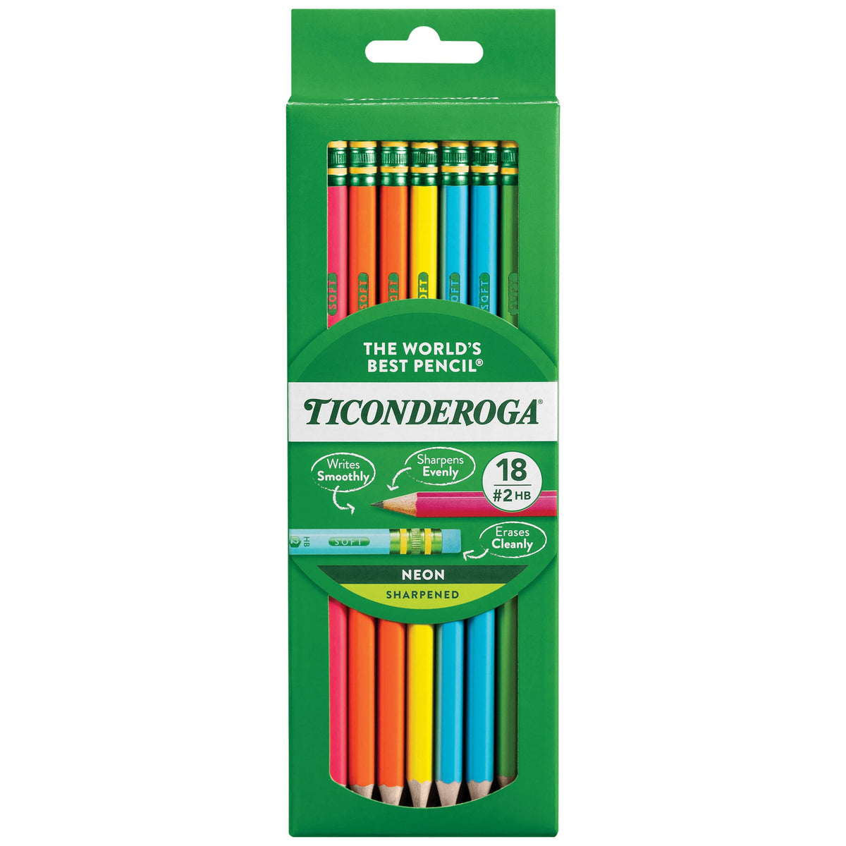 PRE-SHARPENED PENCILS TICONDEROGA NEON SET OF 18