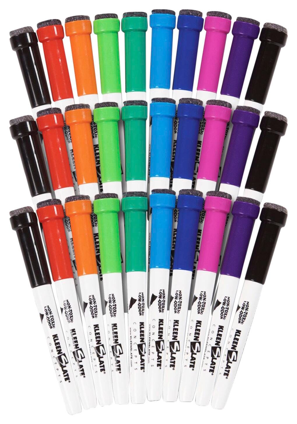 MARKER DRY ERASE WITH ERASER CAPS ASST SET OF 30