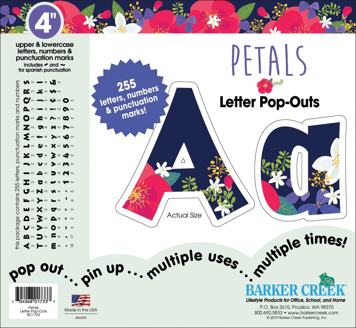ACCENTS LETTERS POP OUTS PETALS 4 INCH - NAVY