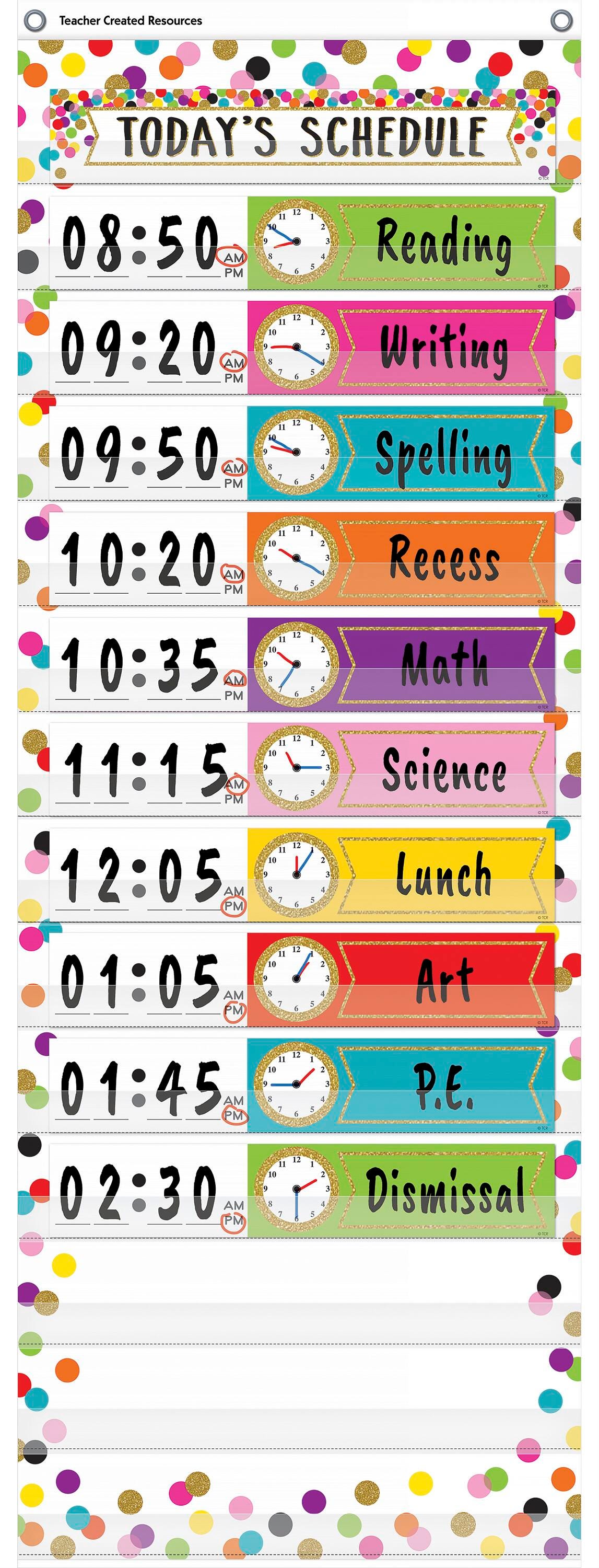 POCKET CHART - CONFETTI 14 POCKET DAILY 13 X 34