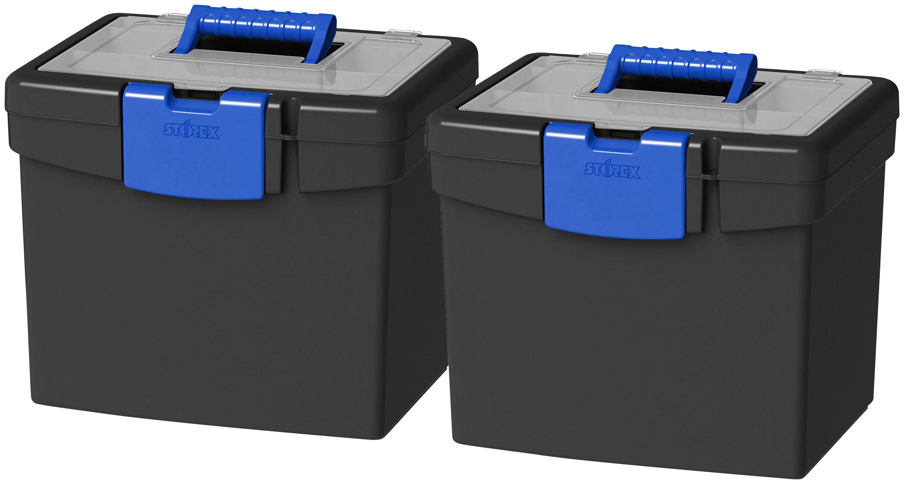 FILE BOX W/XL LID 10-7/8X13-1/4X11 IN BLACK/BLUE PK OF 2 STX61415D02C
