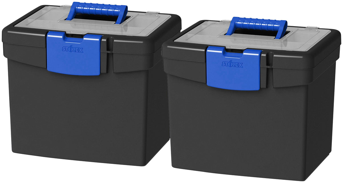 FILE BOX W/XL LID 10-7/8X13-1/4X11 IN BLACK/BLUE PK OF 2 STX61415D02C