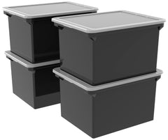 FILE TOTE 14X18X11.5 IN BLACK/CLEAR PK OF 4 STX61528D04C