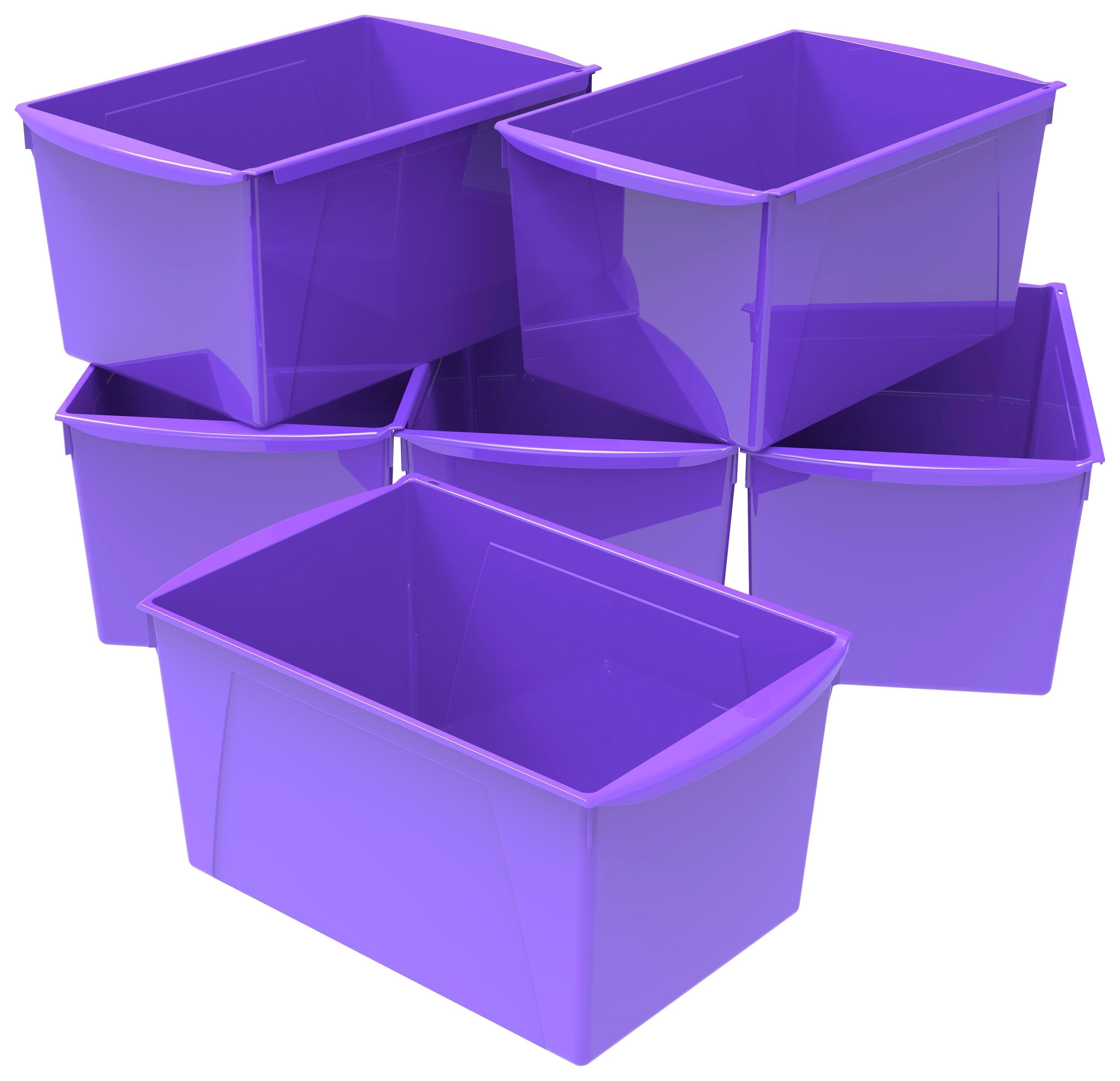BOOK BINS INTERLOCKING DOUBLE WIDE PURPLE PACK OF 6