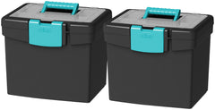 FILE BOX W/XL LID 10-7/8X13-1/4X11 IN BLACK/TEAL PK OF 2 STX61414D02C