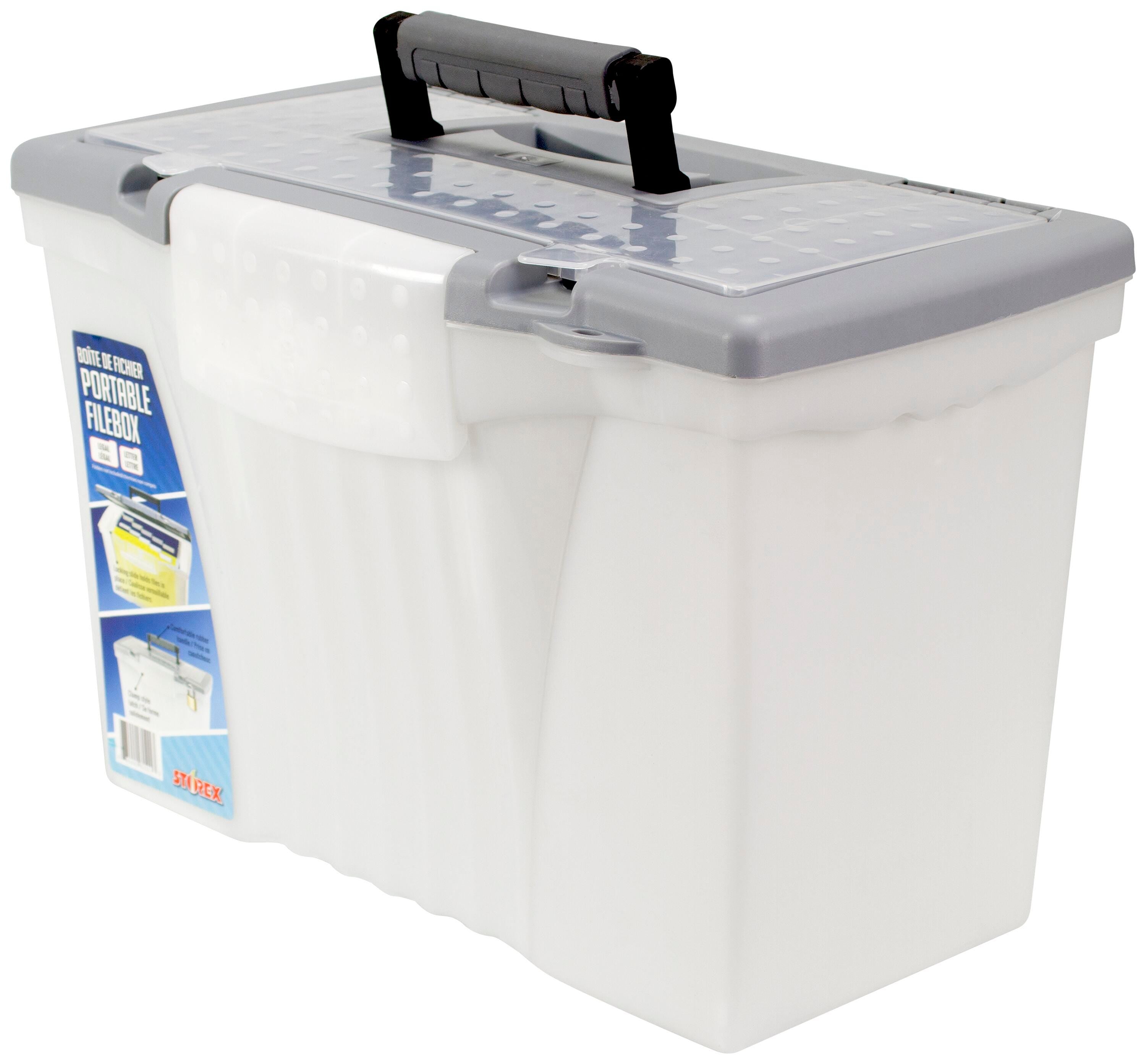 FILE TOTE LETTER/LEGAL W/RUBBERIZED HANDLE CLEAR/GRAY