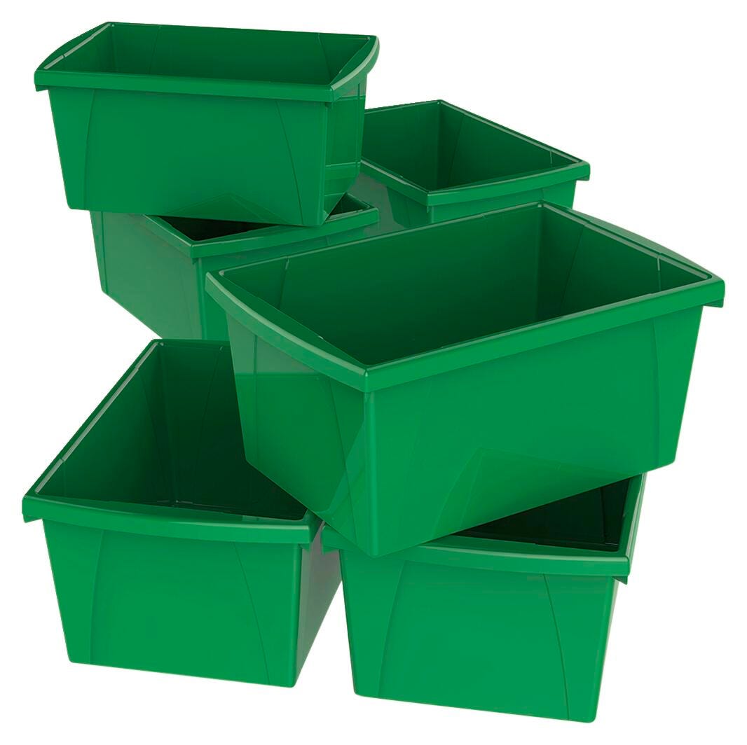 STORAGE BINS 5.5 GALLON MEDIUM GREEN PACK OF 6