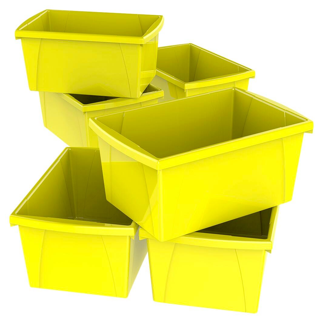 STORAGE BINS 5.5 GALLON MEDIUM YELLOW PACK OF 6