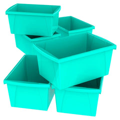 STORAGE BINS 5.5 GALLON MEDIUM TEAL PACK OF 6