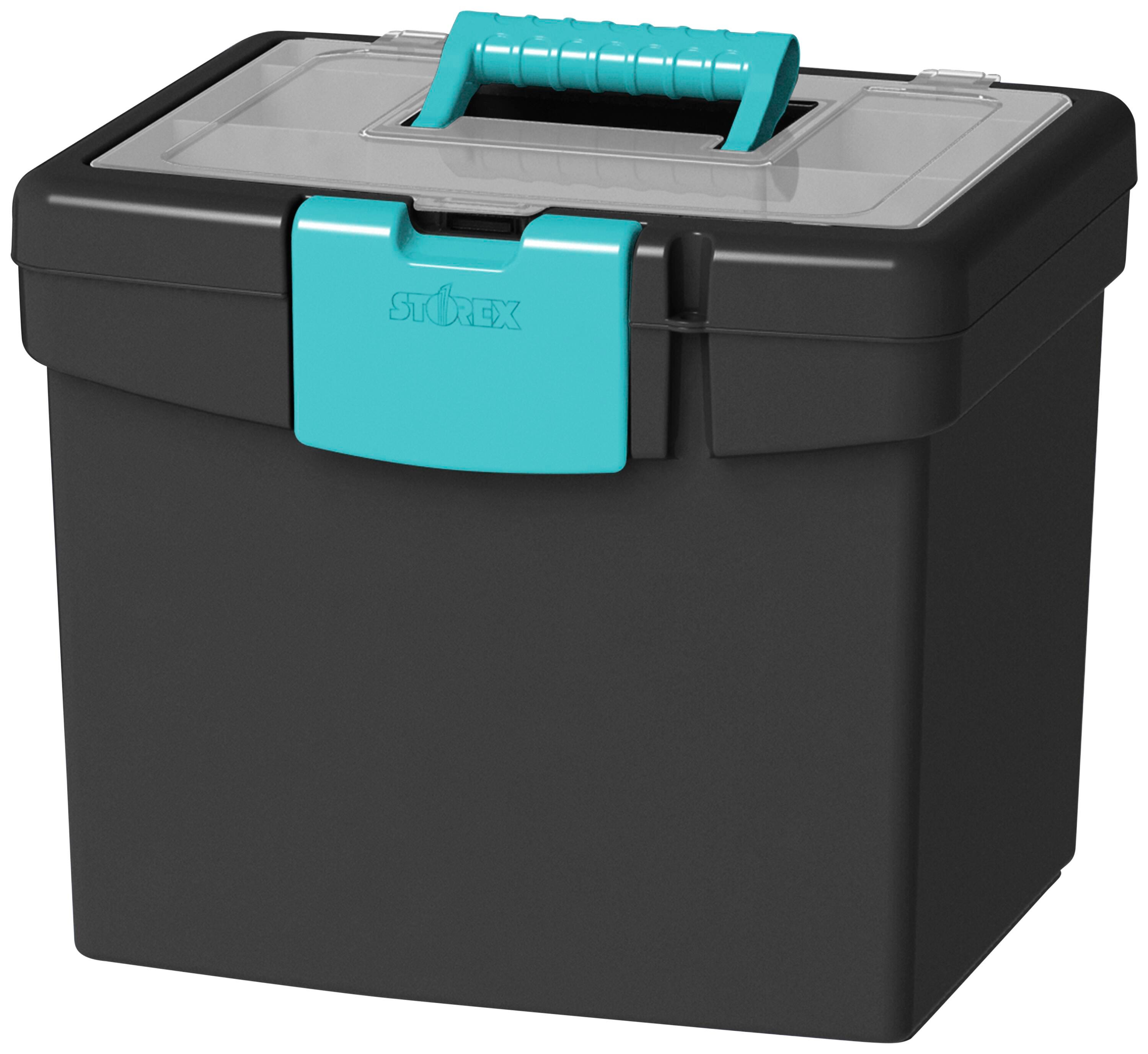 FILE BOX W/XL LID 10-7/8X13-1/4X11 IN BLACK/TEAL STX61414B02C