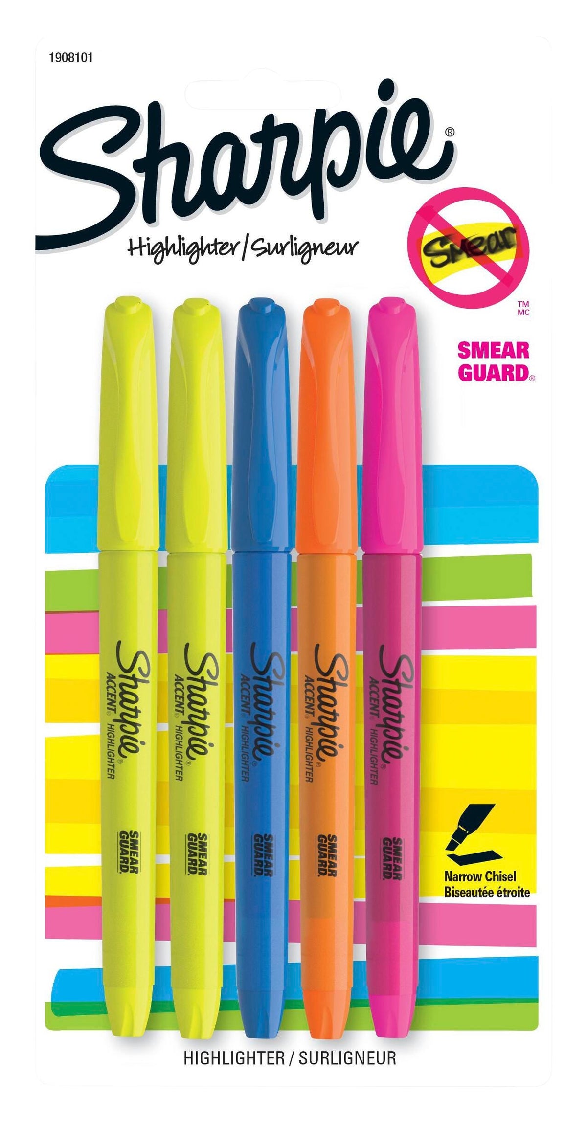 HIGHLIGHTER POCKET ASSORTED SET OF 5