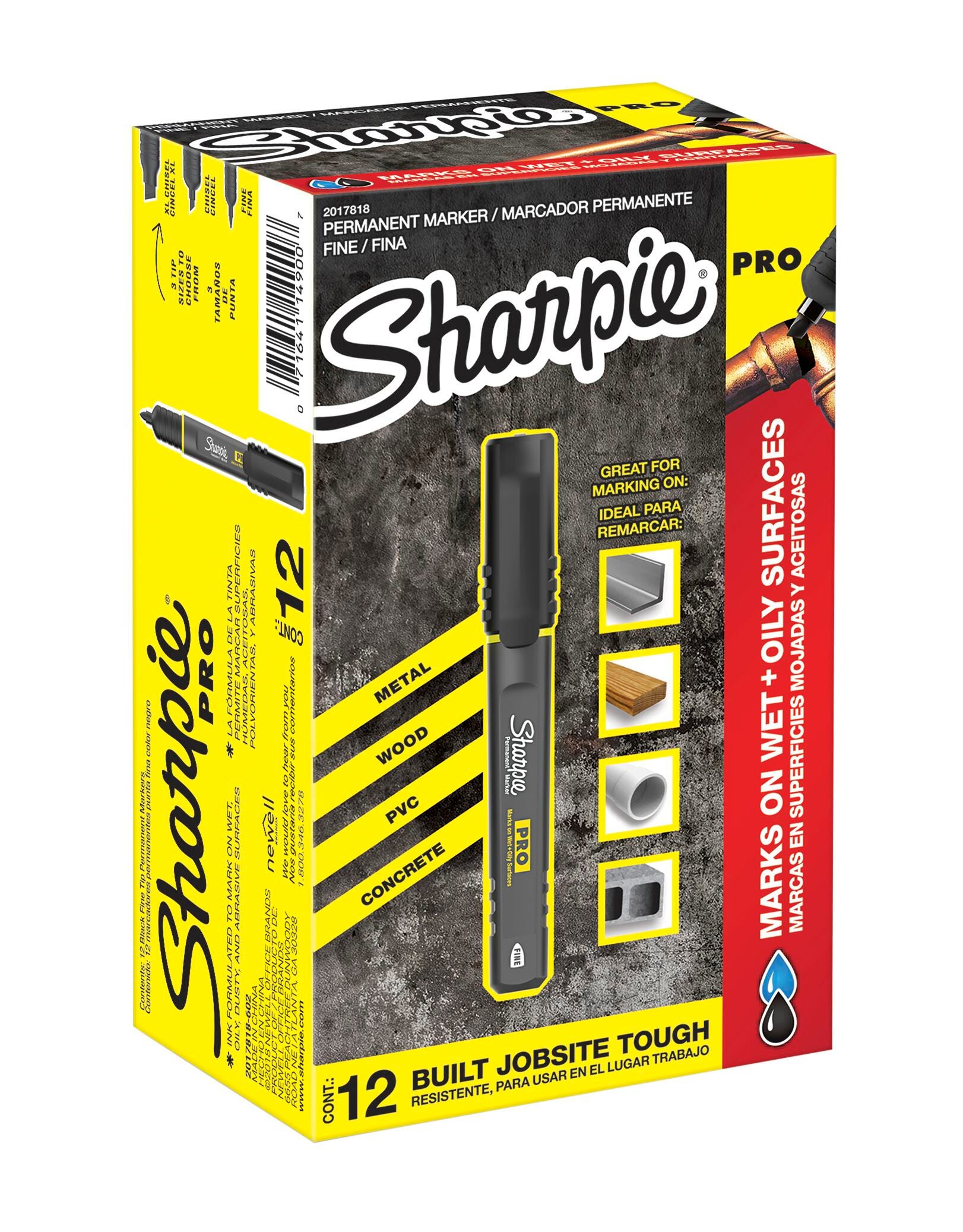 MARKER SHARPIE PRO PERMANENT FINE BLACK PACK OF 12